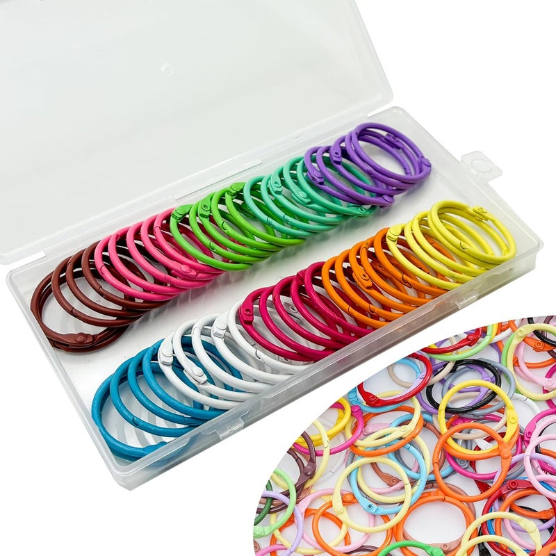 Belolvar 50pcs 1 inch Metallic Binder Rings for Index Cards Flashcards, 10 Colors Small Colorful Metal Steel Book Notebook Paper Rings Keychain Key Rings for School Office Home (50, 1 inch) - Image 1